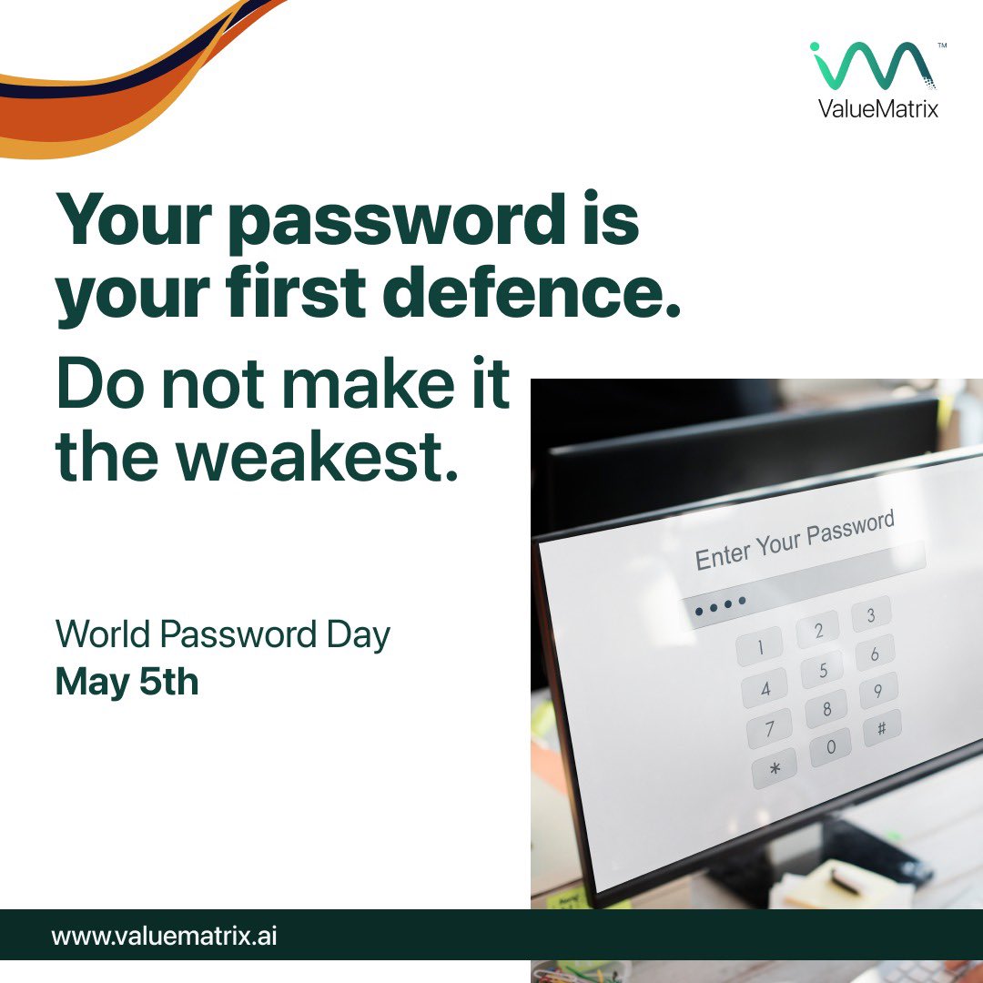 ValueMatrix_AI's tweet image. Weak passwords are easy targets.
This World Password Day, take a minute to strengthen your first line of defense.
#WorldPasswordDay #CyberSecurity #StaySecure #ValueMatrixAI