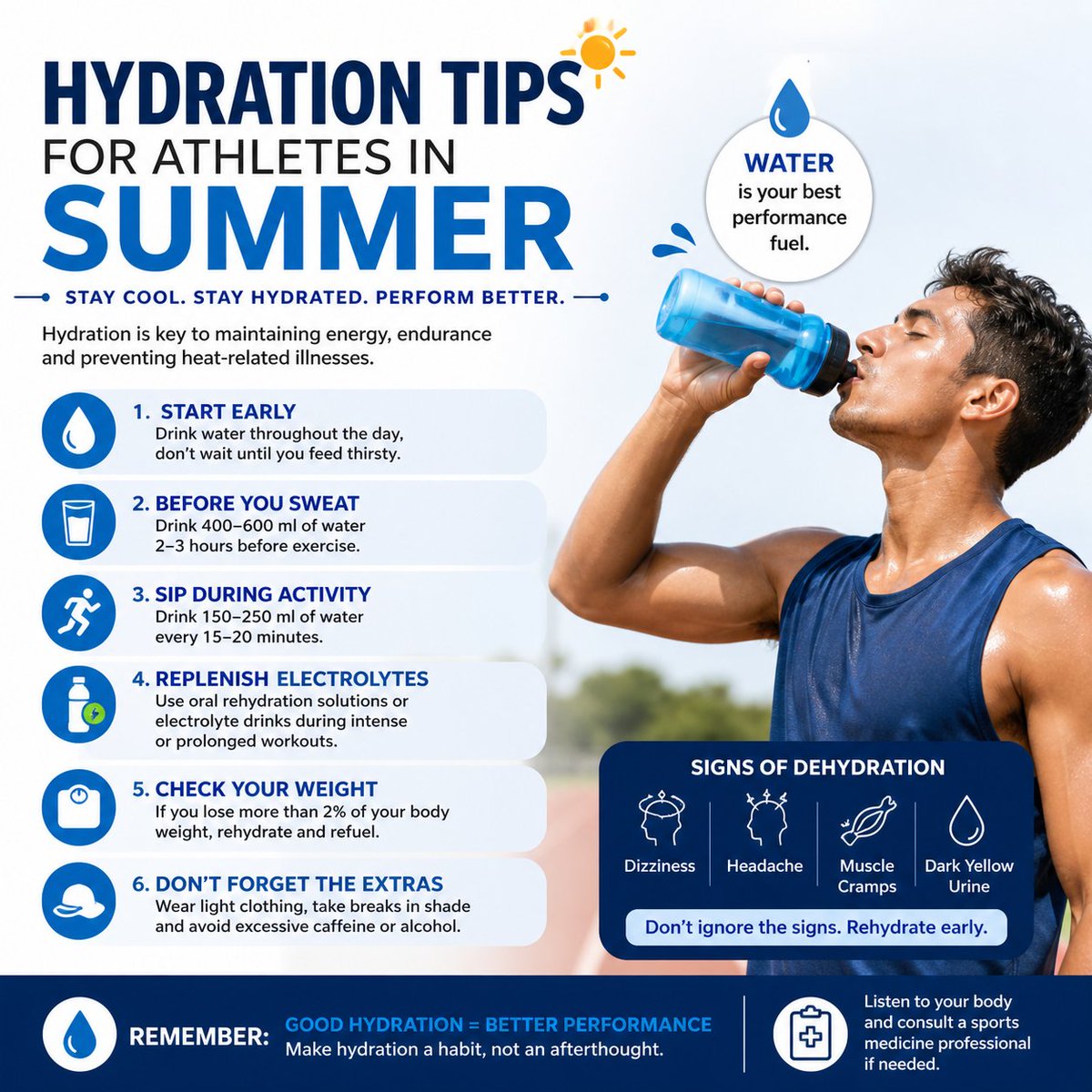 Drabhisheklife's tweet image. Stay cool. Stay strong. Stay hydrated. 💧☀️

#HydrationTips #SportsMedicine #StayHydrated #SummerFitness #AthleteCare #InjuryPrevention #PerformanceMatters #Electrolytes #FitnessHealth #SportsDoctor #HeatSafety #ActiveLifestyle #HydrationIsKey #FitIndia #HealthyHabits
