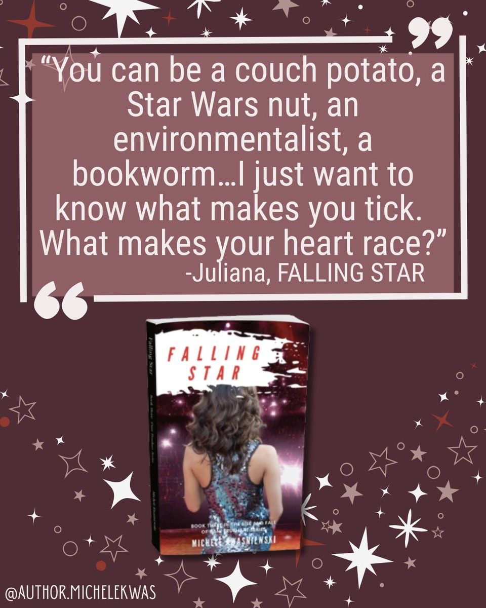 michelekwas's tweet image. In honor of Star Wars Day, I thought I'd use a fun quote from FALLING STAR that mentions Star Wars!

What makes YOUR heart race?
@RandSmithBooks
@DaisyCatNine

#maytheforthbewithyou
#starwarsday #bookstagram #fallingstar #bookquote #starwars