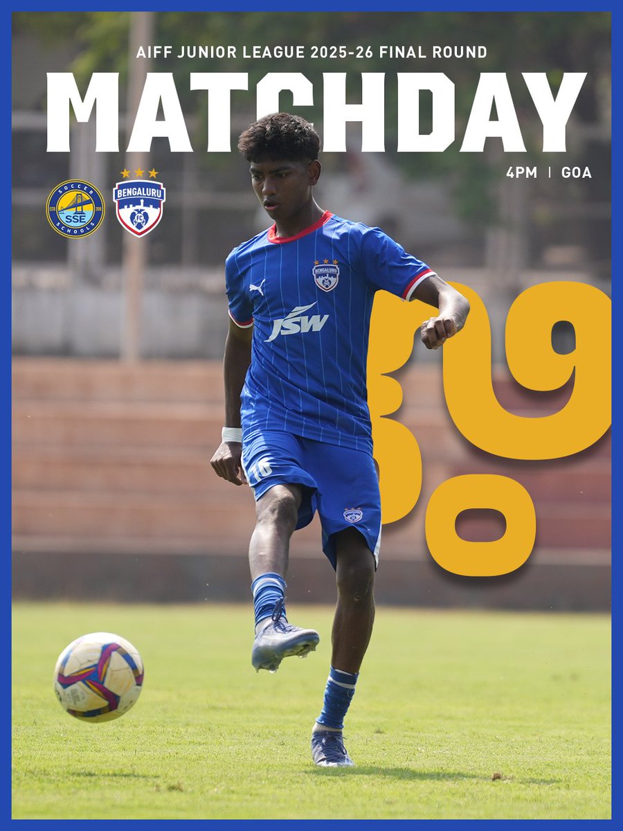 bengalurufc's tweet image. 2️⃣ games. 1️⃣ aim. 🥇

The Young Blues are back on the field with a quarterfinals spot on the line. 🎯 

Let's do this, boys. 💪

#WeAreBFC #YouthDevelopment #HappyFeet