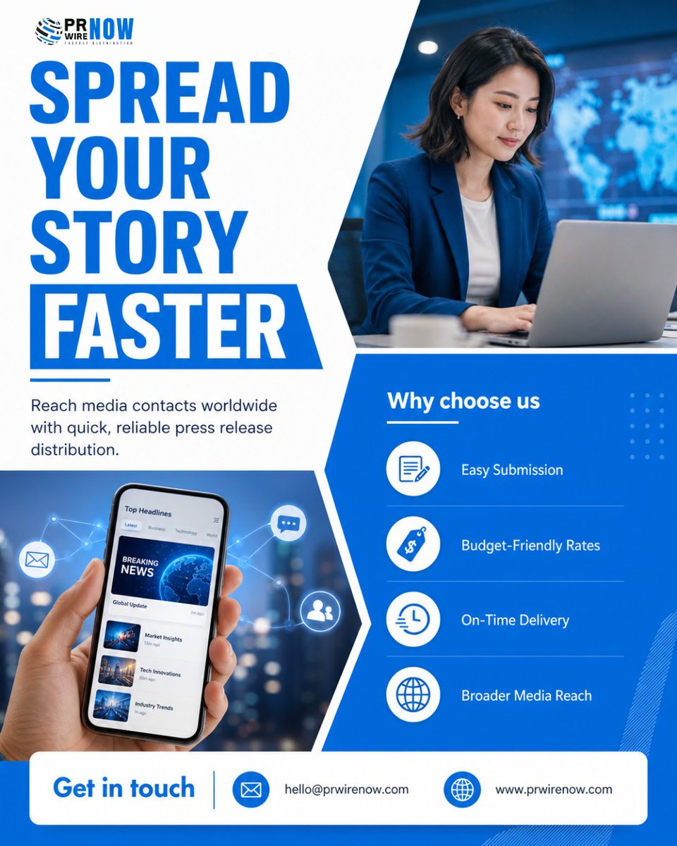 FastestPress's tweet image. Your story deserves to be seen in the right places. 📰
With PRWireNOW, sharing news feels simple, quick, and stress-free.
Reach wider audiences without the complicated process. 🌐
prwirenow.com

#PressRelease #MediaOutreach #PRDistribution #BrandVisibility