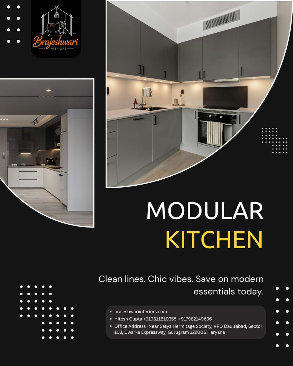 Brajeshwar26052's tweet image. Elevate your home with a sleek, functional Modular Kitchen by Brajeshwari Interiors.  From clean lines to chic vibes, we design spaces that blend style with modern essentials.

Transform your cooking space today!

#ModularKitchen #InteriorDesign #HomeDecor #ModernLiving