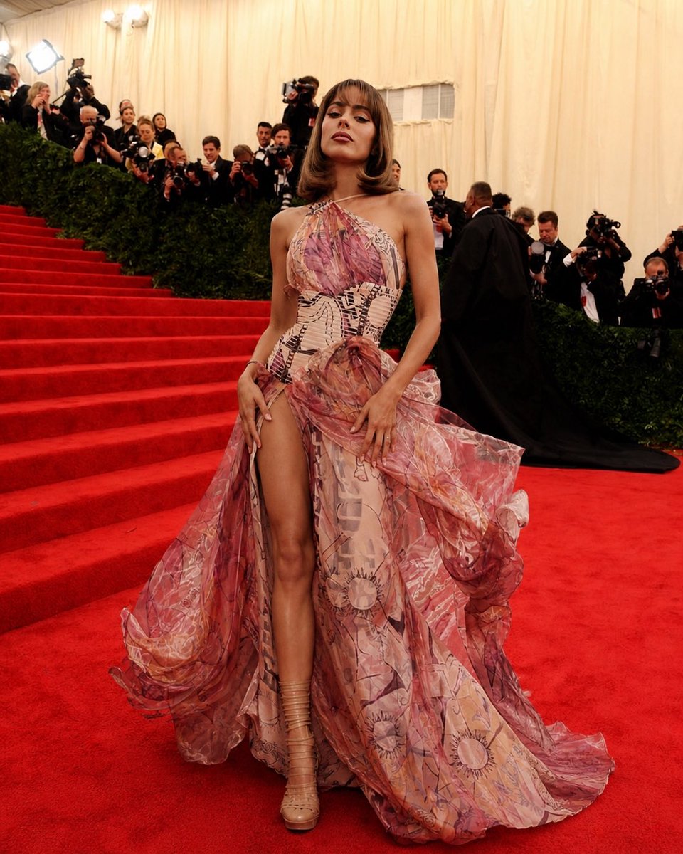 TINI has arrived at the #METGALA wearing a pink Versace dress 💗