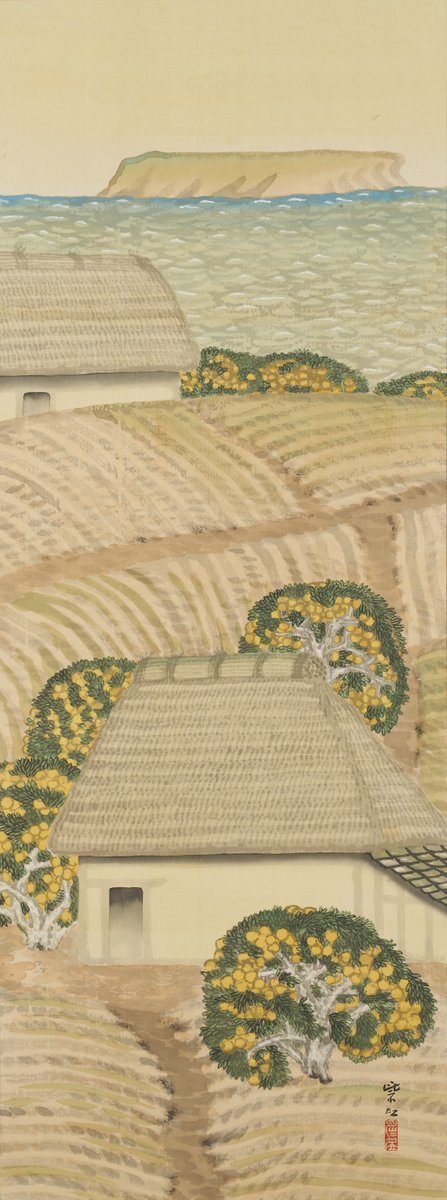しっとこう_しこう／ みかんの木が点在する沿岸の農村を描いた風景です