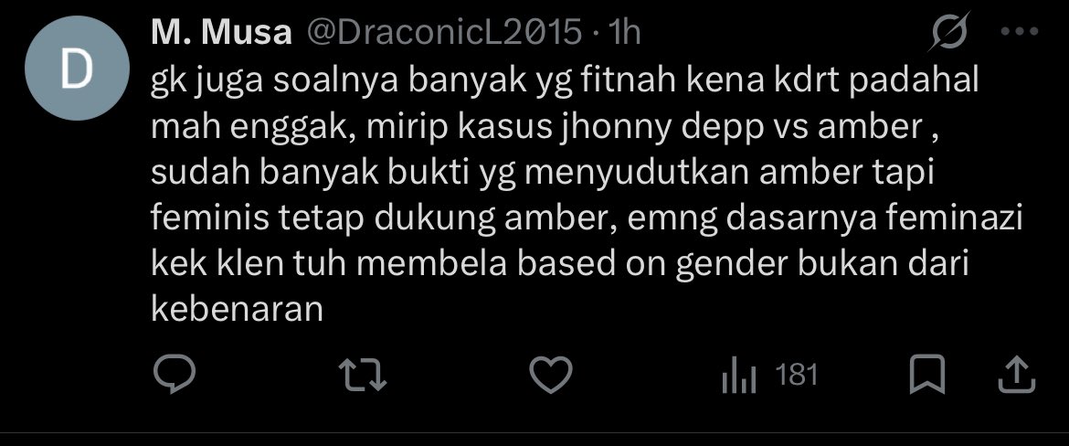 Sebrengsek brengseknya aku, gak pernah berani mengkerdilkan penderitaan orang. Tapi laki2 dengan fake account tuh bisa loh bilang kamu gak kena kdrt, atau gak kena pelecehan :(( 
Panjang deh perlawan wanita kalo gini.