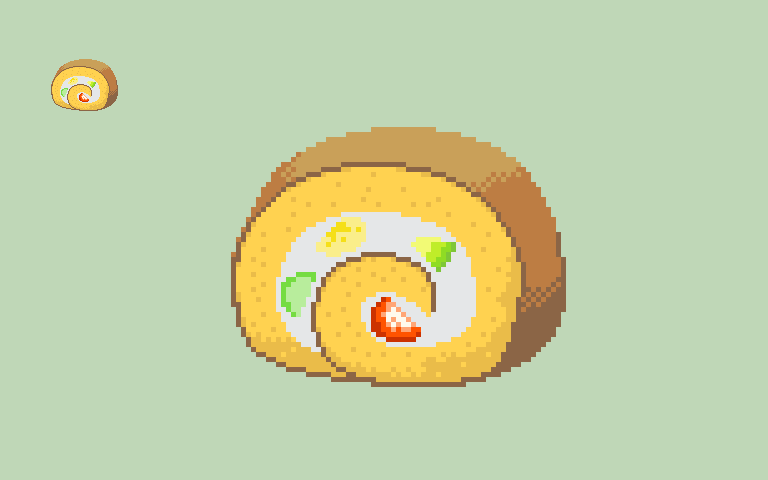 65535dot's tweet photo. 6/6は #ロールケーキの日 ということで
#エレマスタ に登場する、ロールケーキ！
#ドット絵 https://t.co/5NpCJzMWB2