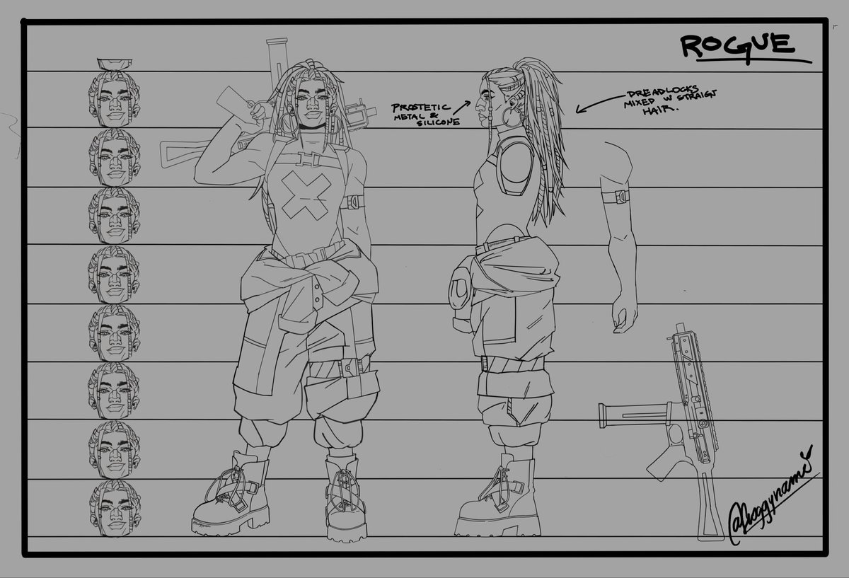 froggynami's tweet photo. In the spirit of concept art here’s Rogue :). She’s an oc of mine I made a while ago (also for a class). She’s has a past on mechanics and she’s currently serving her rebel faction.

I was thinking of updating her design maybe with more color and to make her character sheet. https://t.co/mIyzYDPDFj