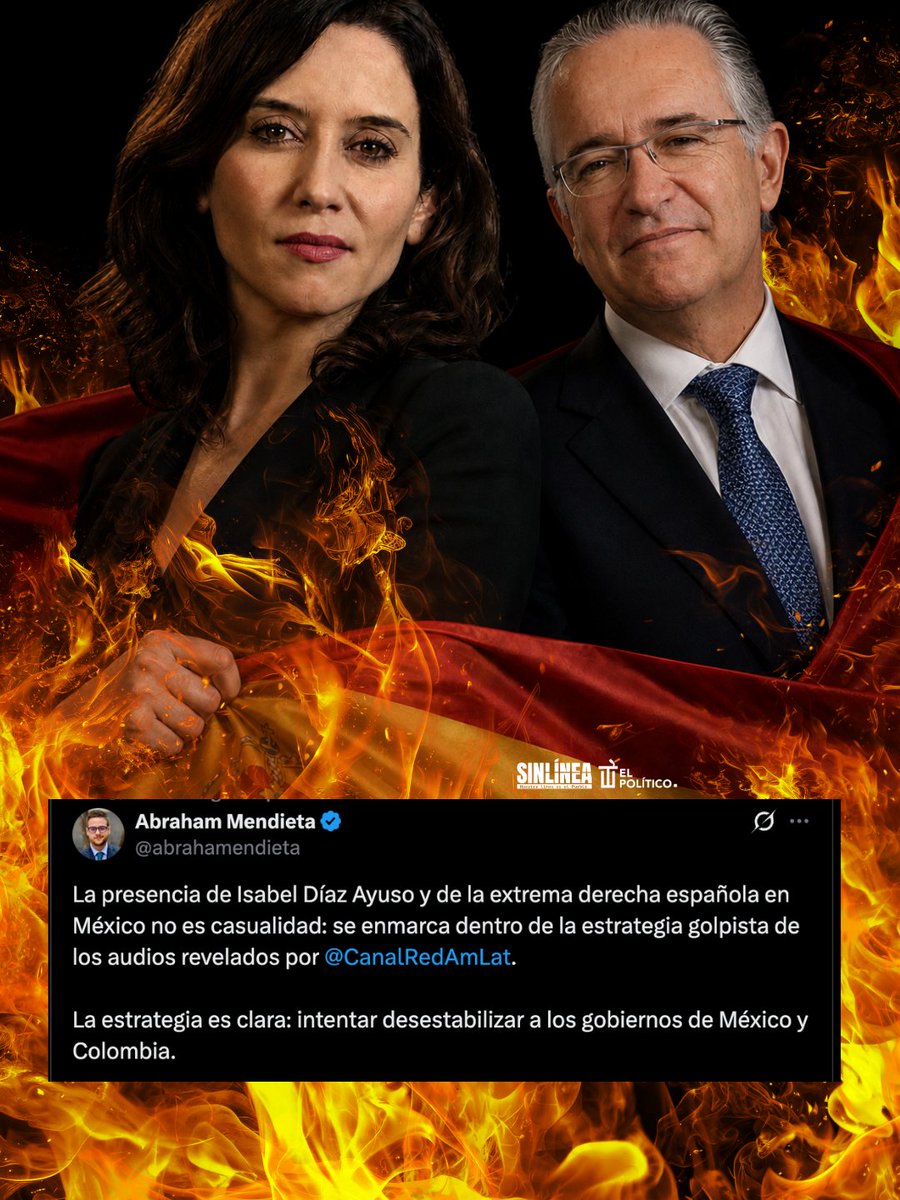 La extrema derecha española no vino a México a “opinar”: vino a operar.

Ayuso aparece como pieza de una ofensiva internacional que busca incendiar la conversación pública, golpear a gobiernos progresistas y abrirle la puerta a los mismos intereses de siempre.

Aquí los reciben