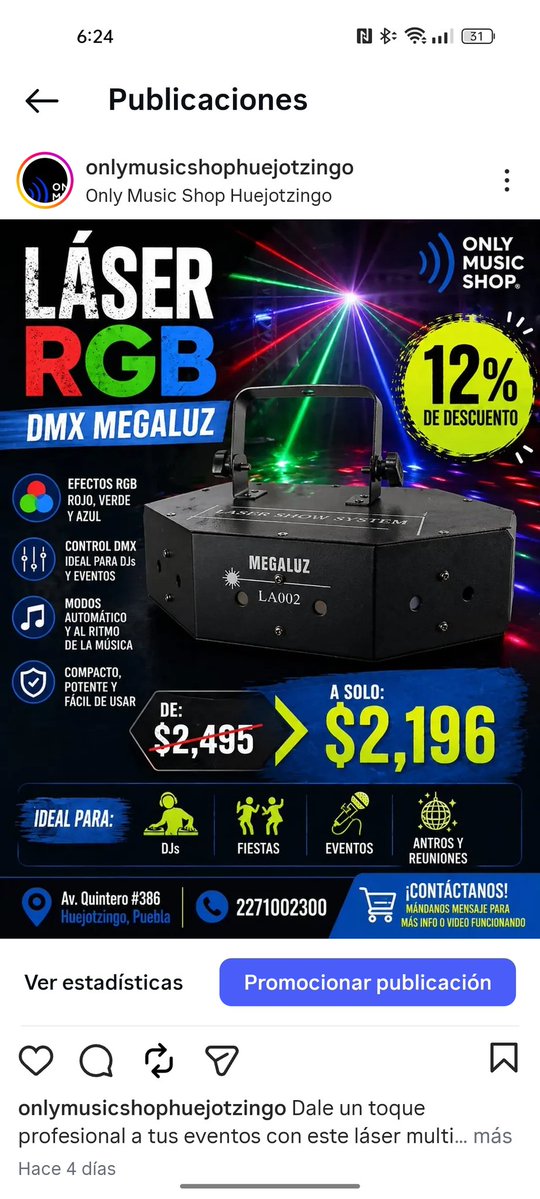OnlyMusicShop's tweet image. 🔥 Láser RGB profesional con 12% OFF ⚡
🎉 Ideal para fiestas, DJs y eventos
💰 $2,196
📲 Contáctanos

#LaserRGB #Fiestas #DJ #Eventos
