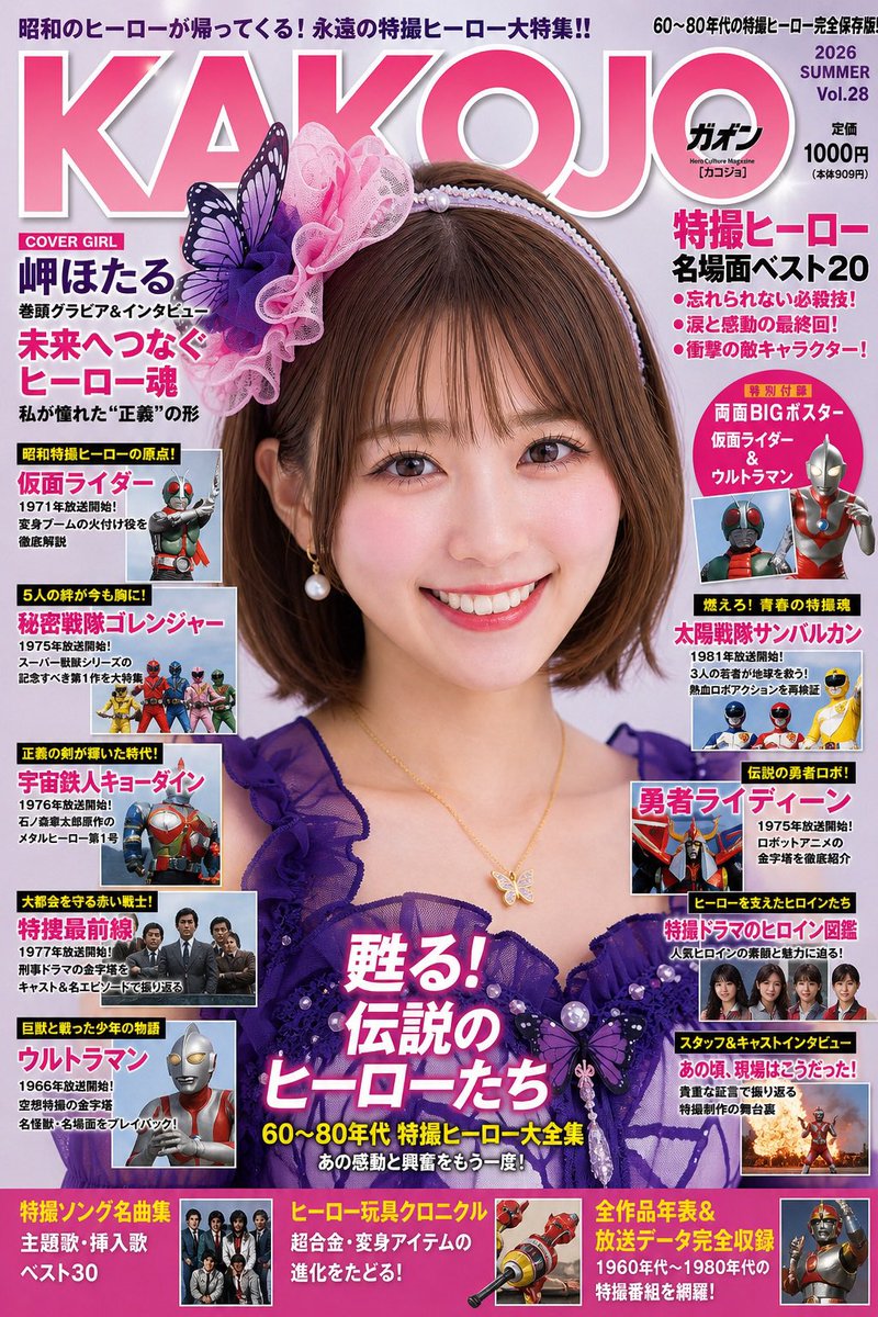 misakihotar's tweet image. #grok #カコジョ　#加工女子　#加工女装
特撮雑誌の表紙にしてとお願いしたんだけど、特にお願いしてないのに刑事ドラマが入ってる。でも特撮とは無関係ではない絶妙なセレクト。