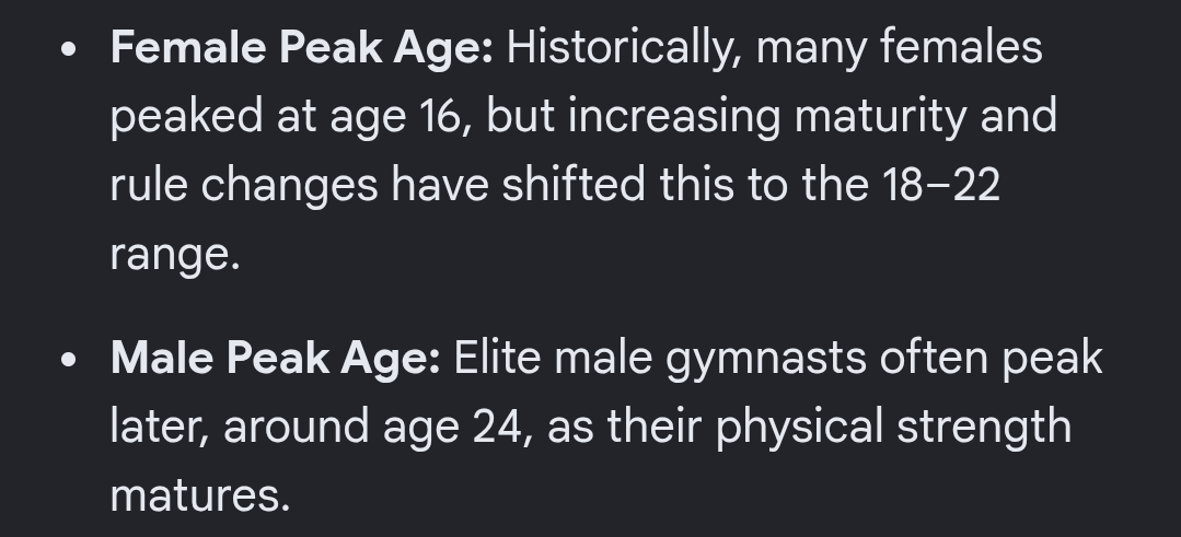 MNapOSES's tweet photo. @MegynKellyShow @emilyjashinsky Age for peak in gymnastics... Is horse racing 💯 wrong? No but for the majority that are pushed competitively a negative (hence the OTTB Orgs). For the VERY few that love what they do AND don't get injured (keep in mind they don't get to say so one way or the other), worth it. https://t.co/aMuCaC5M3J