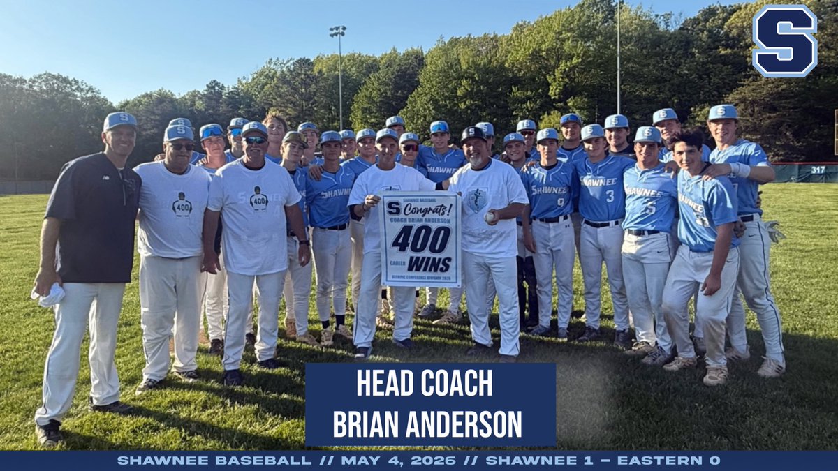 SHSRenegades's tweet photo. Baseball - Congrats to Shawnee Baseball Head Coach Brian Anderson for earning his 400th Career Victory today! Coach Anderson also now has the most wins for a Shawnee Baseball Coach in school history. https://t.co/lNayqmGkKr
