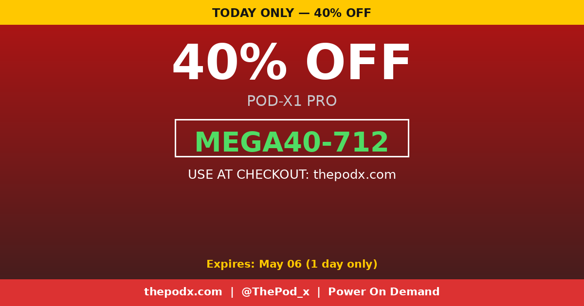 ThePod_x's tweet image. Flash deal. 40% off. No catch.

Code: MEGA40-712
Expires: May 06

thepodx.com #overlanding #camping