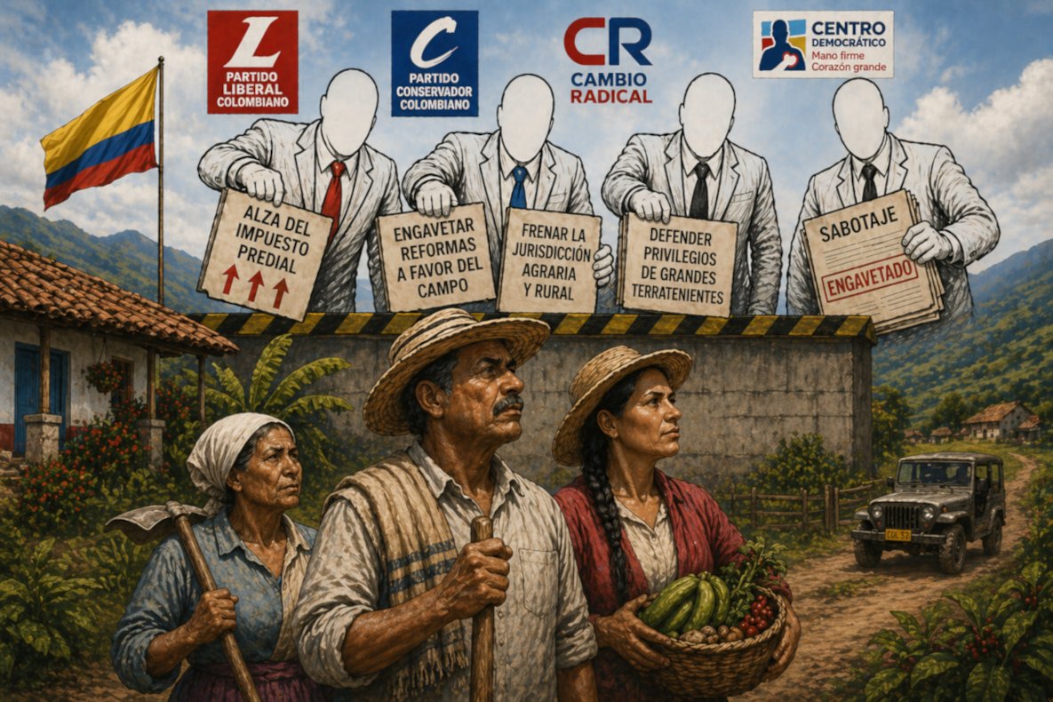 El Frente Nacional, que hoy se suma en la campaña de la derecha, ataca el bienestar de las familias campesinas y la posibilidad de la Reforma Agraria. Embolatan leyes y dilatan debates. Tienen miedo a la verdad. El Frente Nacional contra el campesinado:  amediacuadra8.blogspot.com/2026/04/el-fre…