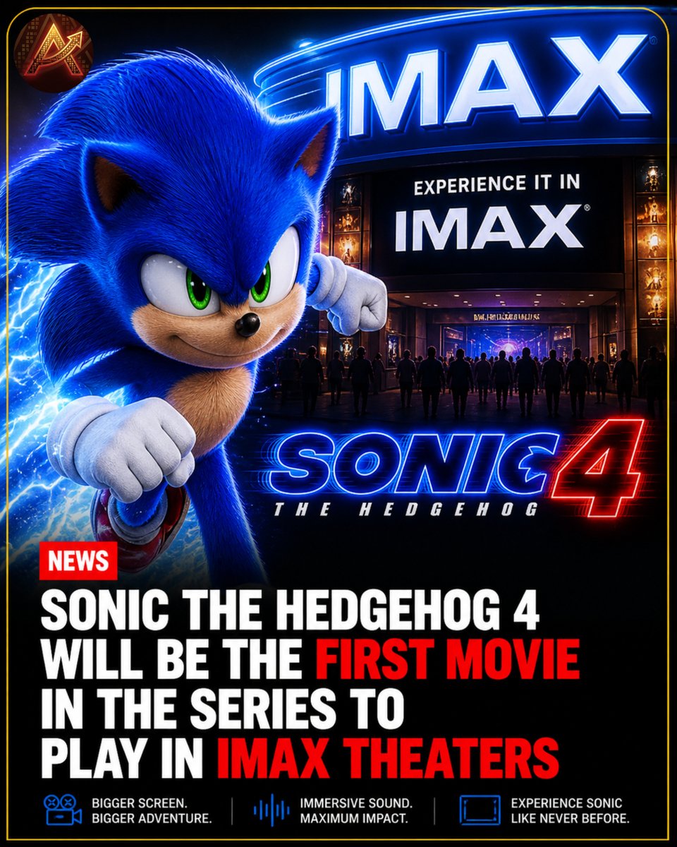 PixelThroneX's tweet photo. Sonic the Hedgehog 4

Sonic the Hedgehog 4: Racing into IMAX for the First Time
Get ready to experience Sonic like never before! Sonic the Hedgehog 4 will officially be the first movie in the beloved franchise to hit IMAX theaters. Fans can expect a massive world expansion, immersive sound, and maximum impact on the biggest screen possible. It’s time for a bigger adventure with our favorite blue blur.

#SonicTheHedgehog4 #SonicMovie #IMAX #MovieNews #SonicFans #Sega #VideoGameMovies #CinemaExperience #ComingSoon #GamerNews