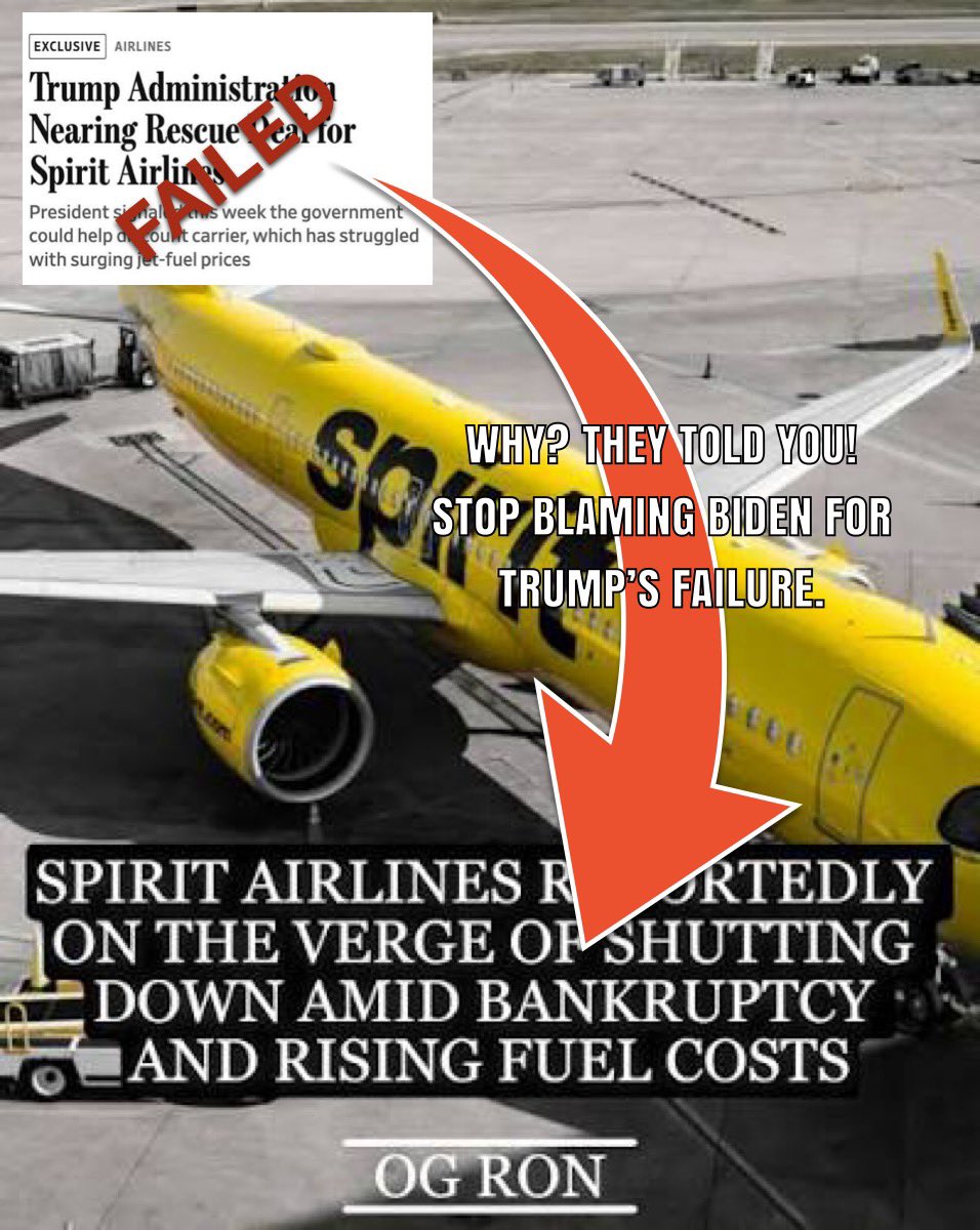 MaxMillerHQ's tweet image. Stop the lies. @potus failed and high fuel costs from this disastrous war was the death mail go Spirit. Have some guts and own it @SecDuffy #spirit-airlines #iran #trumpfail