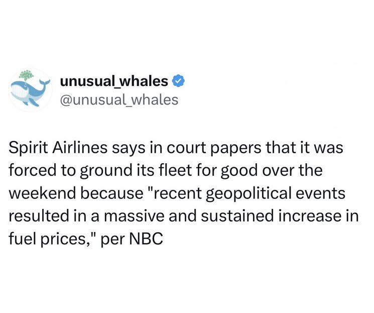 MaxMillerHQ's tweet image. Stop the lies. @potus failed and high fuel costs from this disastrous war was the death mail go Spirit. Have some guts and own it @SecDuffy #spirit-airlines #iran #trumpfail