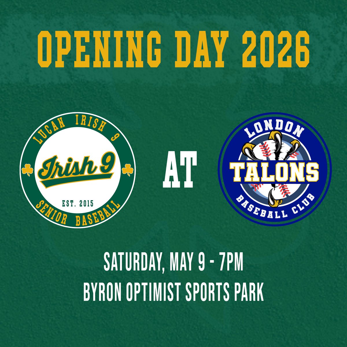 LucanIrish9's tweet photo. Baseball.
Is.
Back!

We return to the diamond on Saturday to kick off the 2026 season! ☘️ https://t.co/3xTeNHqgSF