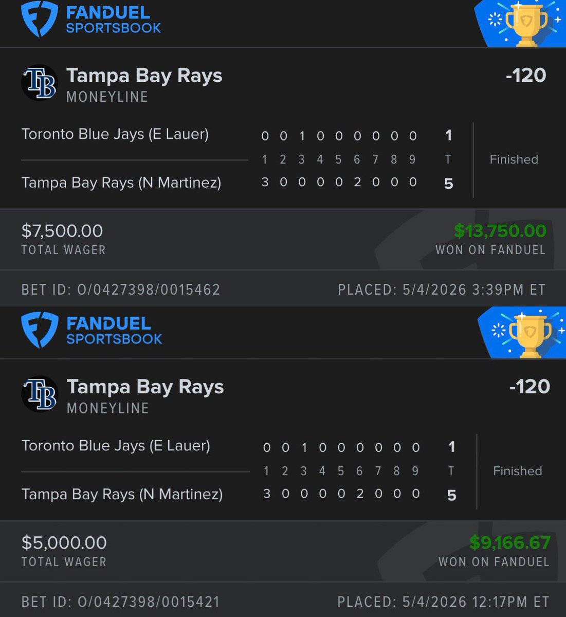 AllInAbe's tweet photo. Shoutout Tampa Bay Rays for $22,000!

Did my first ever “Play Of The Day” today in premium and it was a Blowout Winner! 

Click the link below to join premium now:
➡️ https://t.co/2R2iWw6Ef8 https://t.co/BUpJNr27Gp