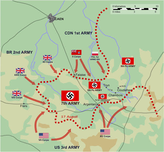 The biggest German defeat in Normandy was the Falaise Pocket.

The actual closing of the Pocket was largely done by the Poles and Canadians, who had also done a lot of the hard attritional fighting around Caen, alongside the Brits.

I like it when these "minor" nations pull off