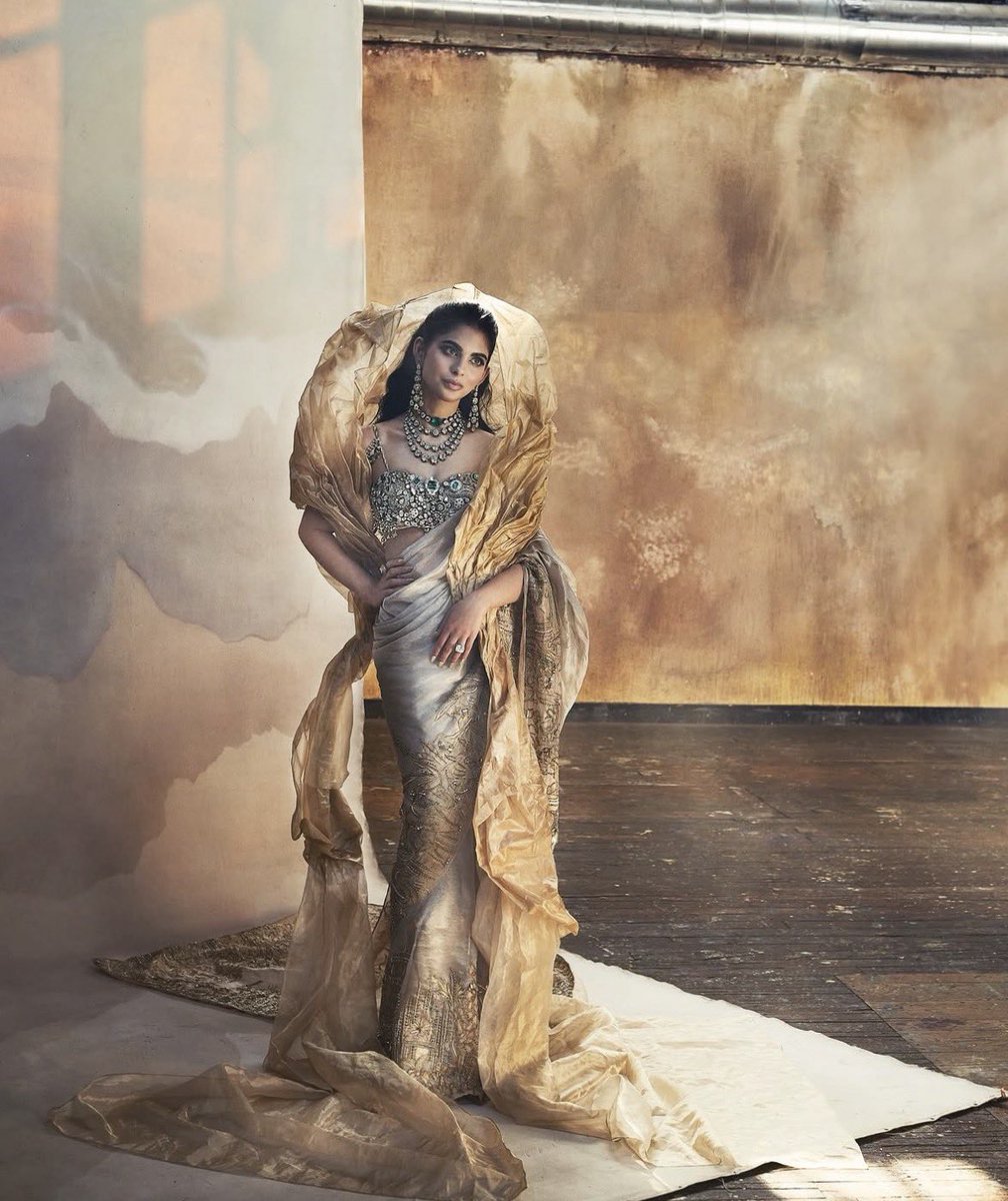 IvoryMali's tweet photo. Isha Ambani in a custom handwoven saree by Gurav Gupta at the 2026 Met Gala https://t.co/DO59pDOW5q