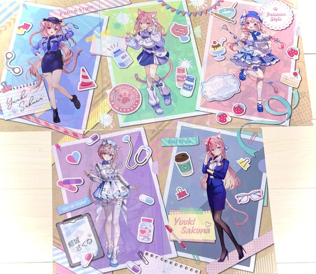 さくにゃんのローソンコラボのクリアファイル5種類、無事GETできました