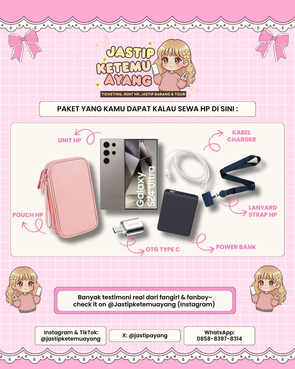 OPEN RENT HP SEWA IPHONE PRO MAX &amp; SAMSUNG ULTRA KONSER JAKARTA FOR: BUS THE FIRSTLIGHT 

🗓 2026.05.21
📍KASABLANKA HALL

✨️READY TO BOOK
S22U-S26U
IPHONE 17PRO 14PM 15PM 16 16PM

DM IG &amp; WA TO CHECK AVAILIBITY☺️

wtb wtr want to rent, sm town exo bts, BUS_THEFIRSTLIGHT