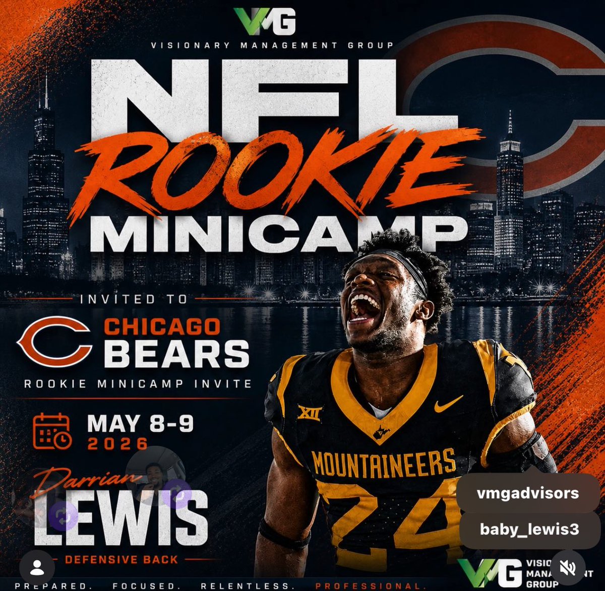 STVMFootball's tweet photo. Alumni 🔥 
Darrian “Baby” Lewis VM21 ➡️➡️ NFL! 
Congrats to Baby on his Rookie Minicamp Invite for the Chicago Bears! #IrishPride @DarrianLewis5 https://t.co/MS8yXCGjc0