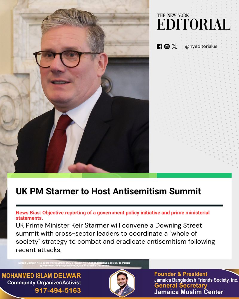 nyeditorialus's tweet image. UK PM Starmer is hosting a Downing Street summit with leaders from business, culture, policing, and education to address and eradicate antisemitism. Calling it "a crisis for all of us," the meeting aims to protect the Jewish community. 

#Antisemitism #UKPolitics #KeirStarmer