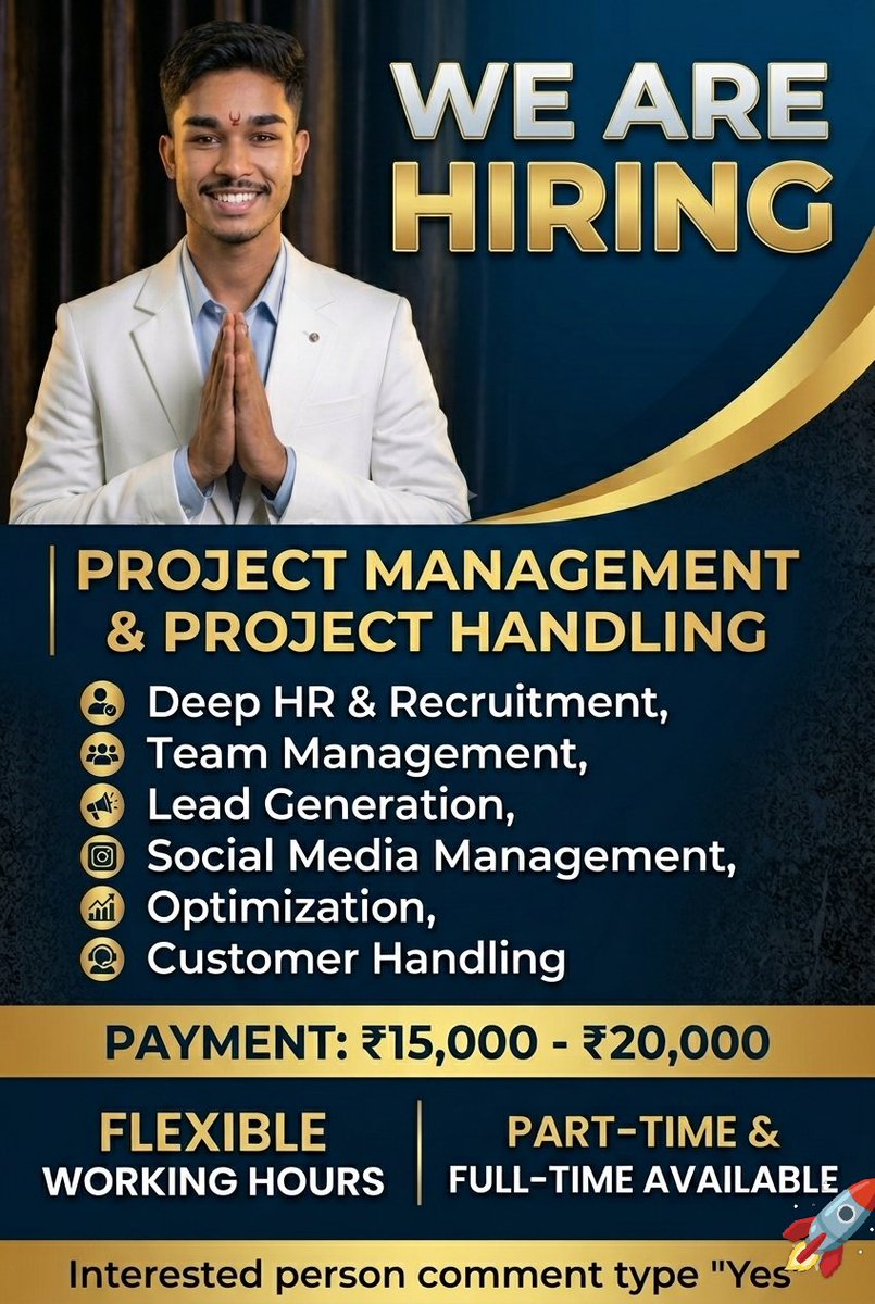 avinashjad53308's tweet image. .🚀 We’re Hiring!
Agar aap apni skills ko next level par le jana chahte ho aur ek growing team ka hissa banna chahte ho, to yeh opportunity aapke liye hai!
.
.
.
#WeAreHiring
 #JobOpportunity #WorkFromHome
 #PartTimeJob
