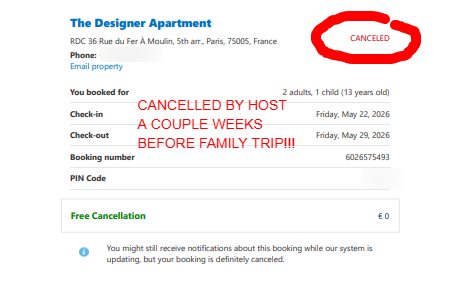 Pistolapete's tweet image. .@bookingcom @bookingcomhelp 17 days until our family trip to Paris and we are being abandoned. Host overbooked our 430sqft apt in the 5th arr. Agents are hanging up on us and ignoring Clause 2.6. We need an ESCALATION MANAGER to honor our contract! #BookingCom #TravelNightmare