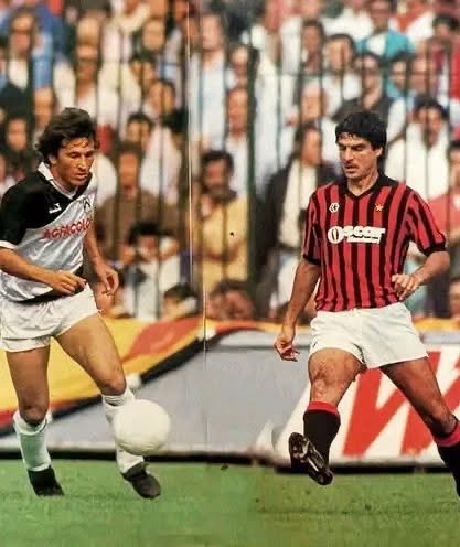 Zico e #DiBartolomei , #Milan #Udinese 1984/85