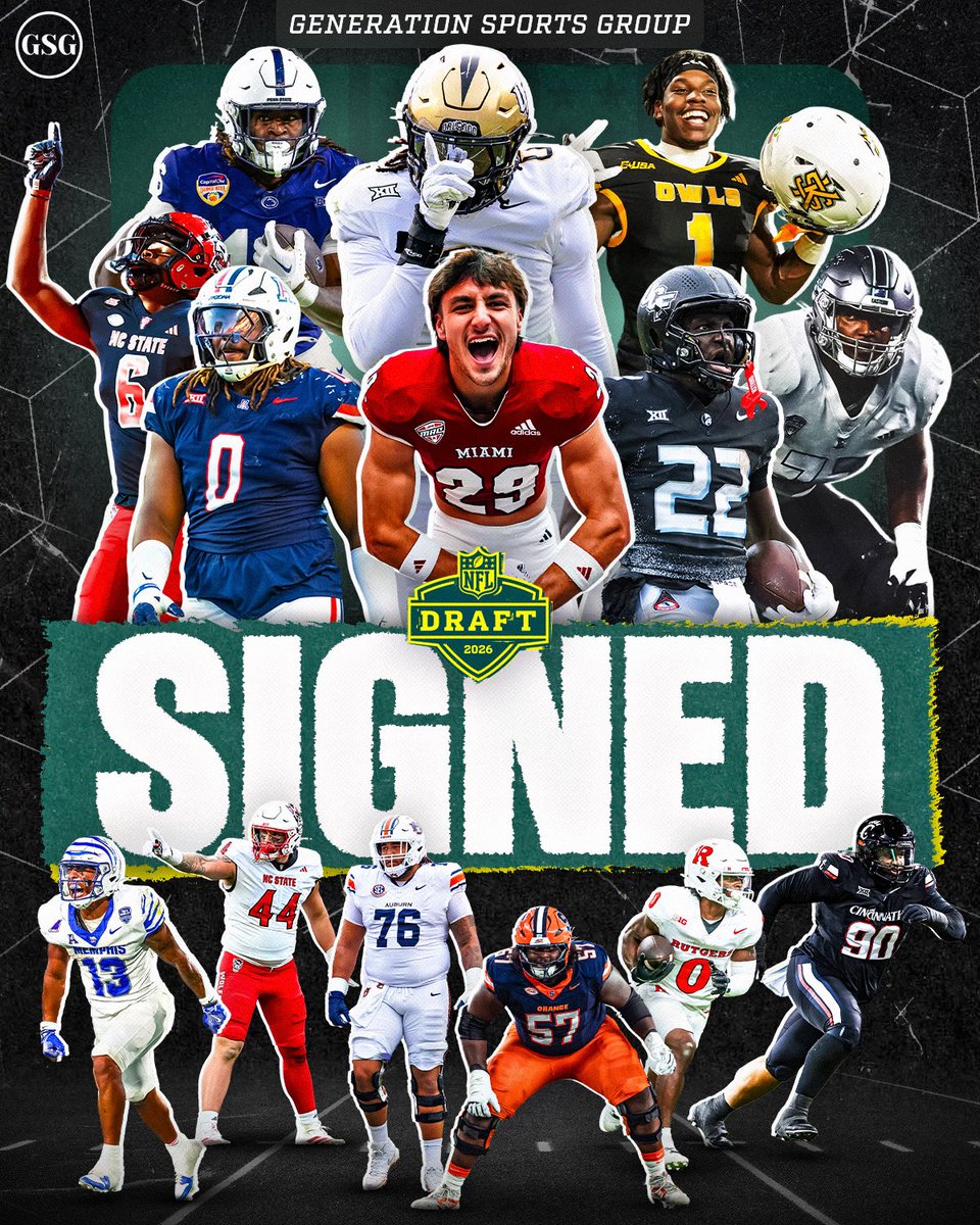 GenSportsGroup's tweet photo. Congrats to the Generation Sports Group 2026 NFL draft class! https://t.co/rg3Favonf8