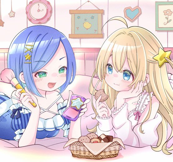まじかる☆プリンセスにどハマり中✨️
フランちゃんとアリスちゃんが女子会してるFAを描きました(  ˶'ᵕ'˶)💕
 #まじかるプリンセス