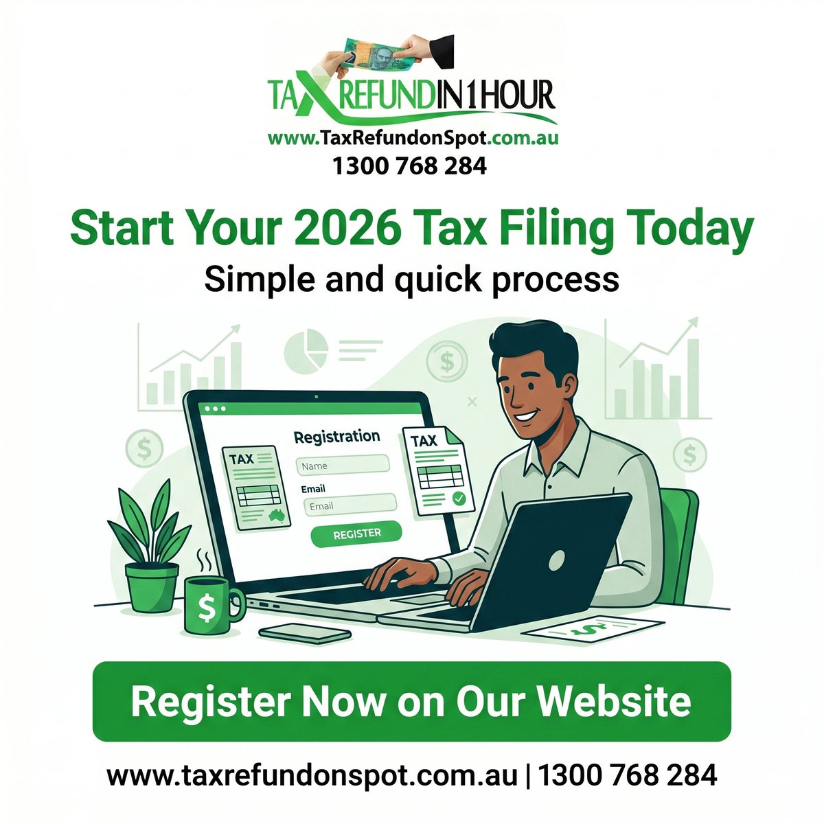 TaxRefundOnSpot's tweet photo. START YOUR 2026 TAX FILING TODAY 
#simpleprocess #quickfiling #sydney #twitterpic https://t.co/zFltto9NrP