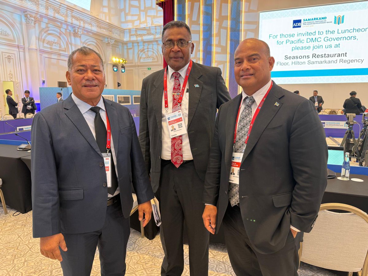 Republic_Nauru's tweet image. President David Adeang attended the #ADB PDMC Governors’ Meeting, with Deputy Minister Hon. Ranin Akua and Secretary Damon Adeang, where the ADB reaffirmed its support for Pacific nations facing energy shortages and economic instability linked to Middle East conflicts. 

#Nauru