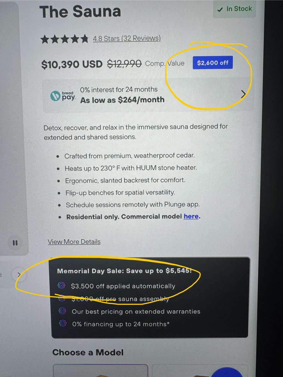 Ericsmith0913's tweet photo. Hey @thecoldplunge where does the $3500 come off? It appears only $2600 comes off? Am I missing something? https://t.co/MQ7B5flAQZ
