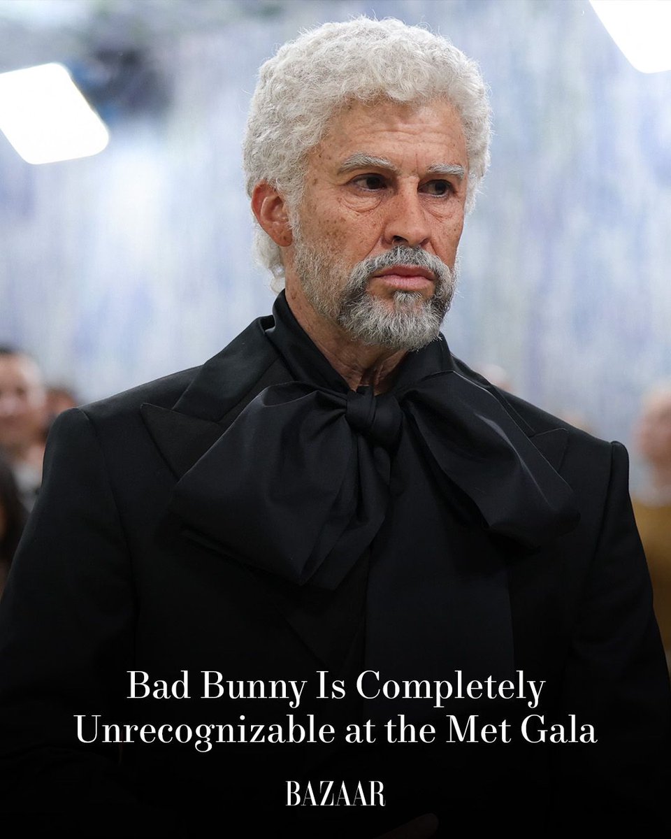 harpersbazaarus's tweet image. We did a literal double take when we saw #BadBunny's look at the #MetGala. Click the link to get all the details on why he dressed as the "aging body" harpersbazaar.com/celebrity/late…