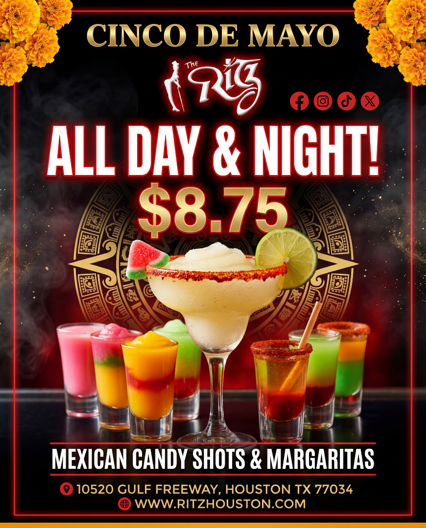 RitzHouston's tweet image. Margs at $8.75?? We said what we said 🍹🇲🇽🔥 Mexican Candy Shots flowing all day and all night this Cinco de Mayo at The Ritz 🫦🥃😮‍💨 Your liver can forgive you later 😂💋✨

#TheRitzHouston #CincoDeMayo #Margaritas #HoustonNightlife #HTXNights