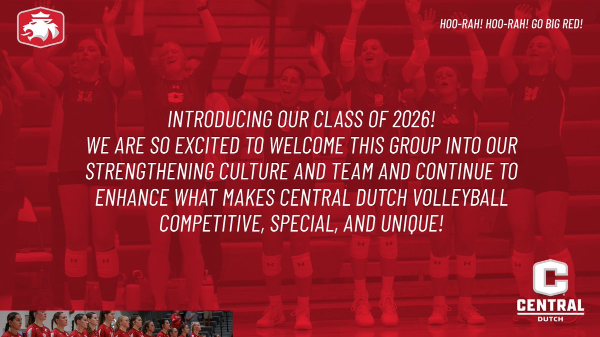 Central_VB's tweet photo. Please join us in welcoming our incoming class of 2026 Dutch Volleyball teammates over the next few days! They are ready to  be a part of our growing culture and success, and we cannot WAIT to have them here!  GO DUTCH! https://t.co/WSdj9G1xpI