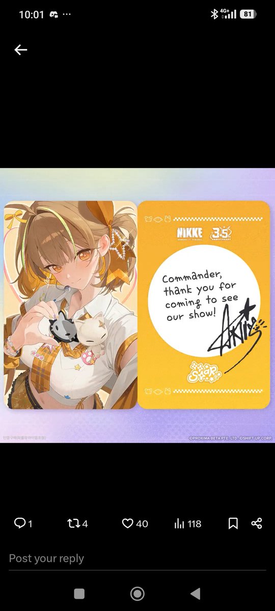 CarlJester3's tweet photo. @NIKKE_en #TTSTARldolPhotoCard https://t.co/X5Rok3UfLN
