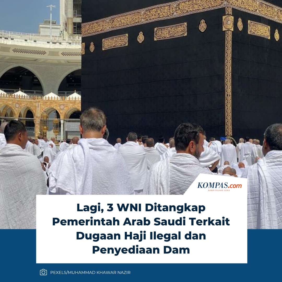 kompascom's tweet photo. Baca di sini: https://t.co/r4RDsvDo8C 

Konsul Jenderal Republik Indonesia di Jeddah Yusron B. Ambary mengungkapkan, penangkapan bermula dari temuan penawaran jasa badal haji dan kurban melalui media sosial. Aparat kemudian melakukan penyamaran dan membekuk tiga WNI tersebut.

~WR #Haji #Indonesia