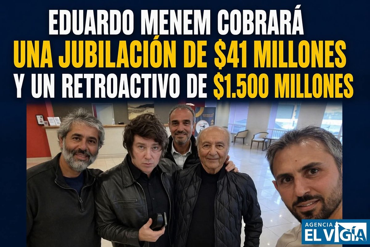 DanteForesi's tweet photo. Mientras el gobierno mantiene congelado el bono de 70 mil pesos desde principios de 2024 y el libertario Marcos Galperin se burla de los jubilados que no llegan a fin de mes, Eduardo Menem cobró el primer pago de su jubilación de privilegio de $41 millones de pesos. https://t.co/RUWVjCwkUB