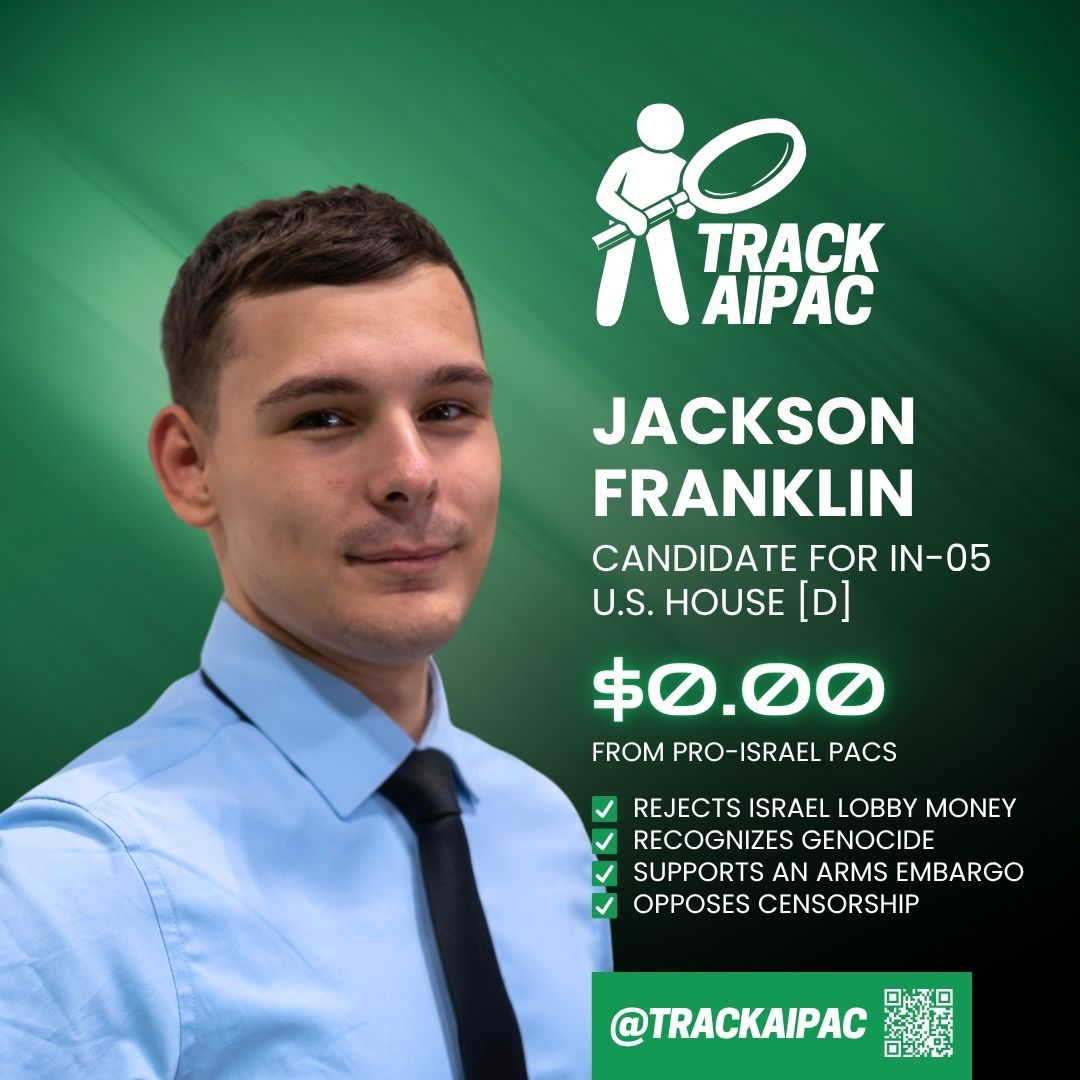 TrackAIPAC's tweet photo. Vote @JacksonFrankli for Congress in #IN05! https://t.co/TWHXpwQWpv