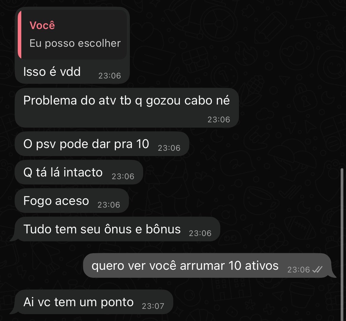 rapha_zanotti's tweet photo. quero ver você arrumar 10 ativos 

Kkkkkkkkkkkk https://t.co/F8e9AymePP