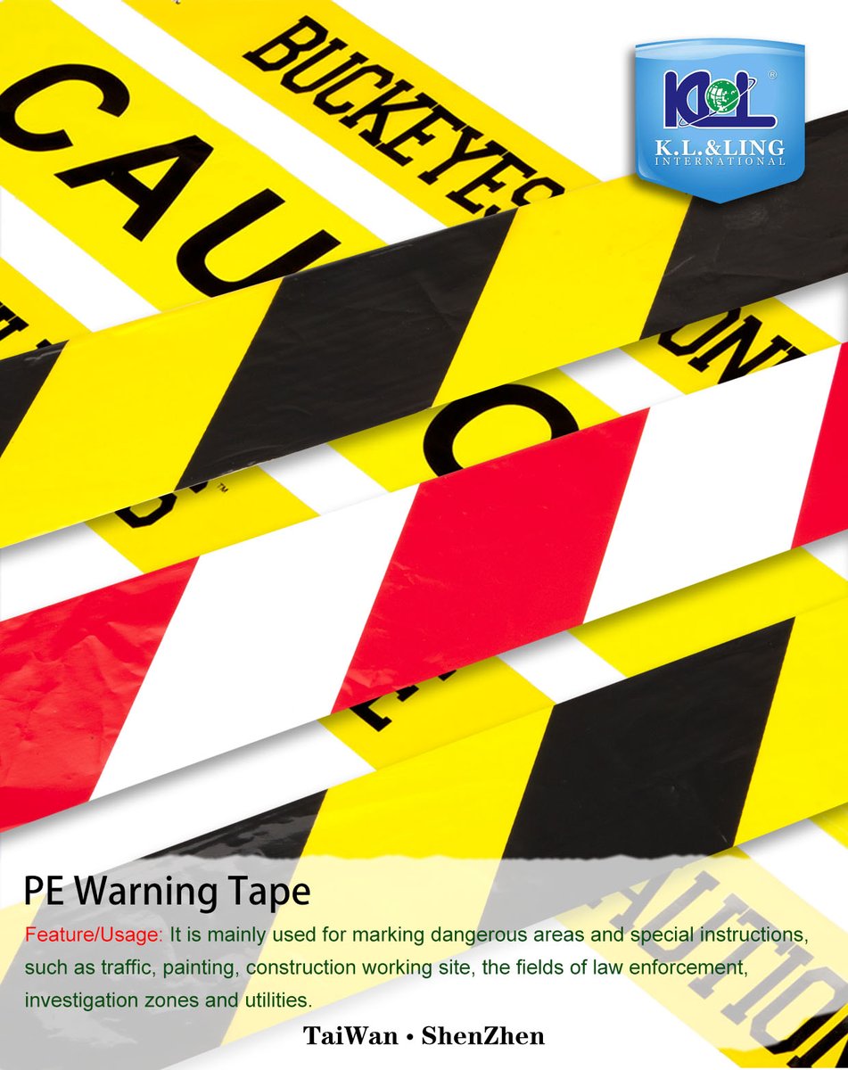 klltapes's tweet photo. PE warning tape is mainly used for marking dangerous areas and special instructions, such as traffic, painting, construction working site, the fields of law enforcement, investigation zones and utilities.
Contact Us:
Web: https://t.co/Exoad5qXsz
E-mail: sales@klltapes.com.tw https://t.co/DbZa7cCusi