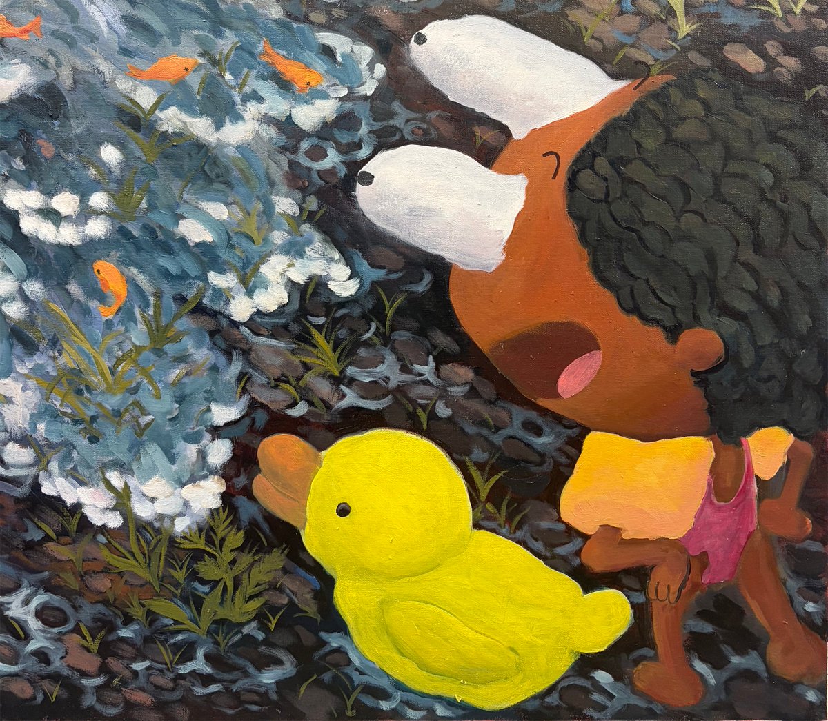 aveemei's tweet photo. 62 x 50 inches, oil on canvas, 2026, inspired by the bed stuy aquarium https://t.co/xw4x99f4XX