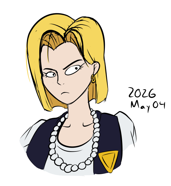EvilAppleWho's tweet photo. i watched a good amount of dragon ball z on toonami in the late-00s but i remember very little of it
anyway, android 18 scribbling, because she seems jupecore
#dragonball https://t.co/w3gEGsXZAY