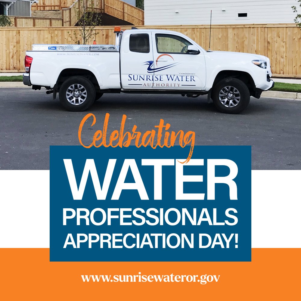 SunriseWater's tweet photo. Today we celebrate Water Professionals Appreciation Day!💧This day honors the dedicated men and women who work around the clock to keep water flowing in our communities. If you turn on your tap and clean water comes out, you have a water professional to thank. 💙 https://t.co/YF97Vb3dI7