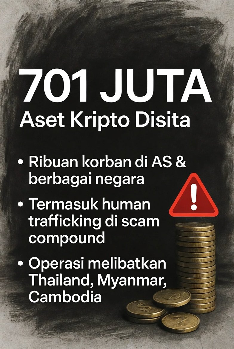 csalab_id's tweet image. 🚨 Global Crackdown: 276 Orang Ditangkap, 9 Scam Center Ditutup, $701 Juta Disita!

Operasi besar lawan pig butchering crypto scam.

Waspada investasi crypto dari orang baru!

#CryptoScam #PigButchering #CyberCrime